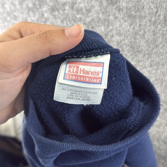 Vintage Hanes Busch Light Beer Embroidered Long Sleeve Sweatshirt Blue Mens XXL - Picture 12 of 12